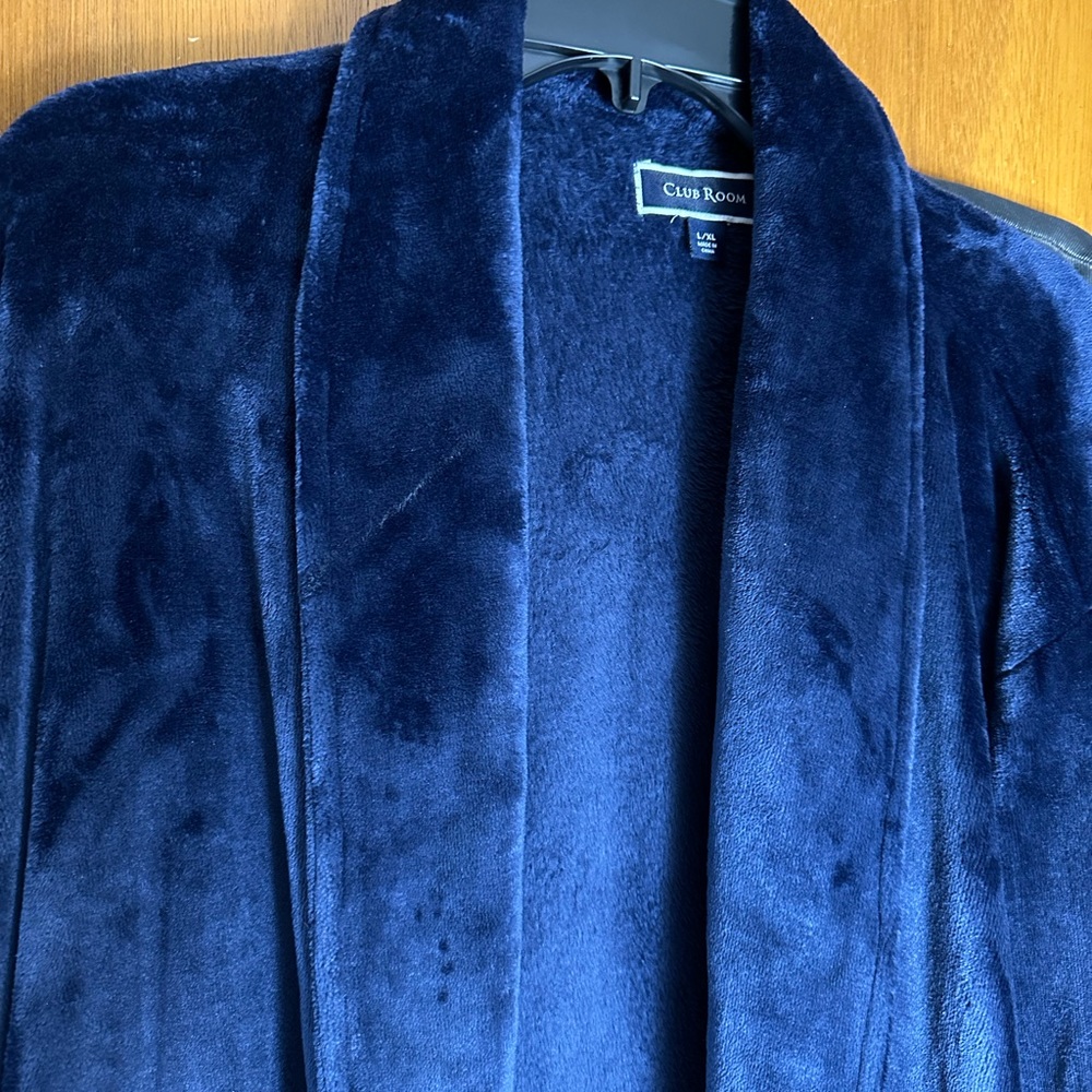 CHARTER CLUB; Mens Large Velour Blue House Robe